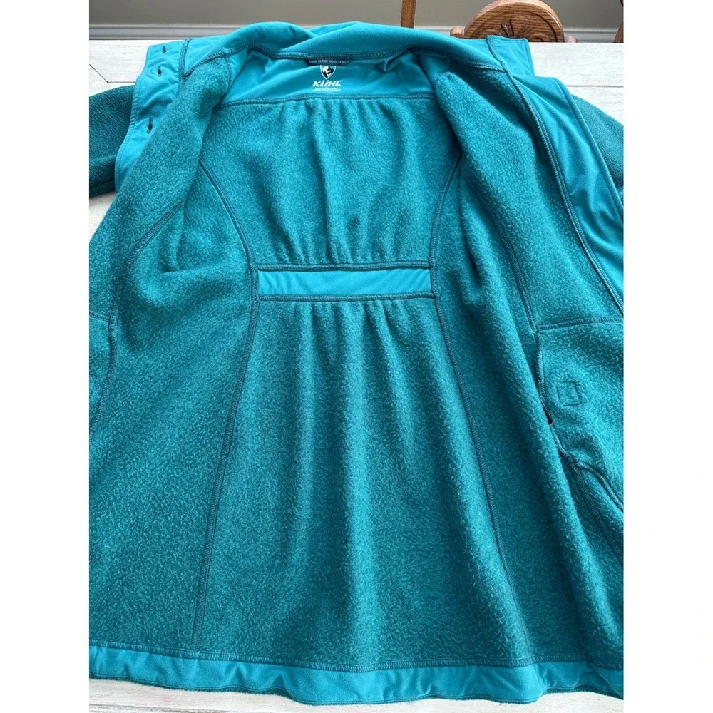 KUHL Teal Alpaca Fleece‎ Button Front Collared Jacket Women's Long Small